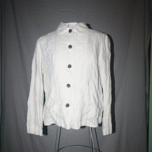 ✨HP✨J -Jill 100% Linen White Tunic Jacket Women's Size M